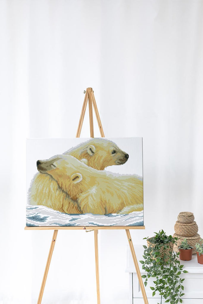 Kreuzstich - Zwei Eisbären | 45x35 cm - Diy - Fadenkunst