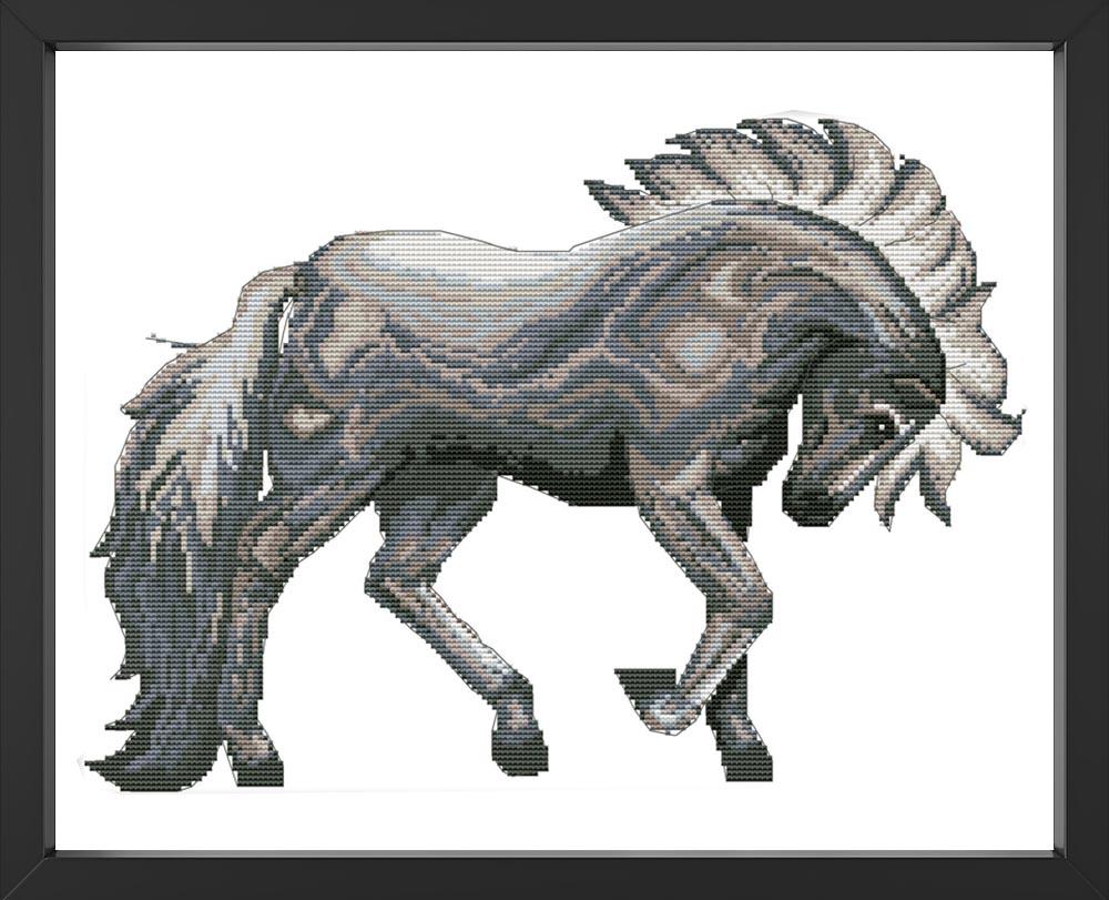 Kreuzstich - Pferd mit wehender Mähne | 45x30 cm - Diy - Fadenkunst
