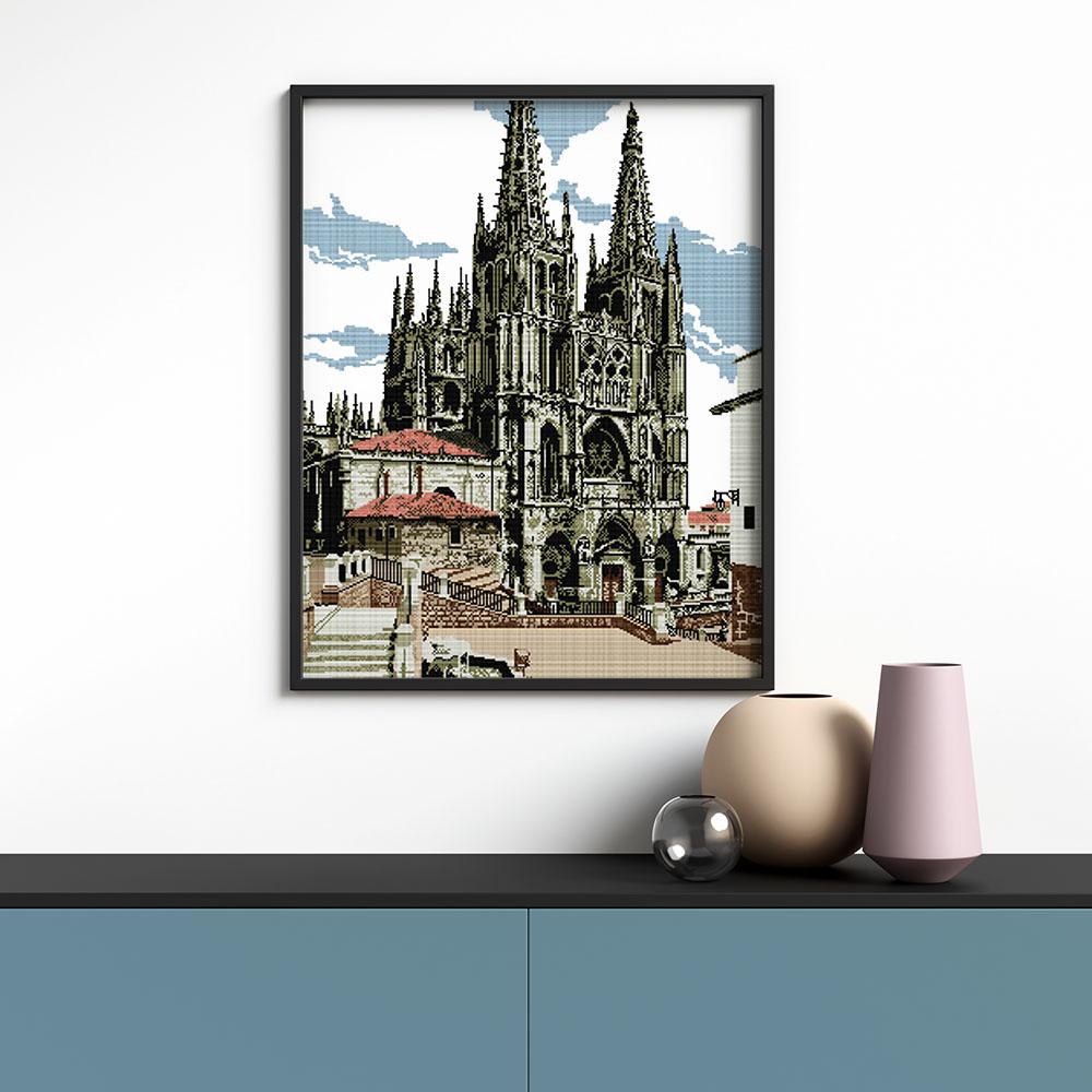 Kreuzstich - alter Kirchdom | 60x80 cm - Diy - Fadenkunst