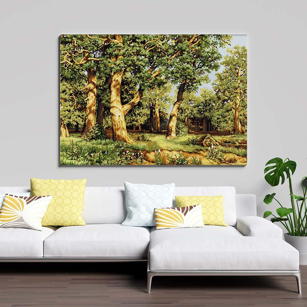 Kreuzstich - Wald Landschaft | 100x60 cm - Diy - Fadenkunst