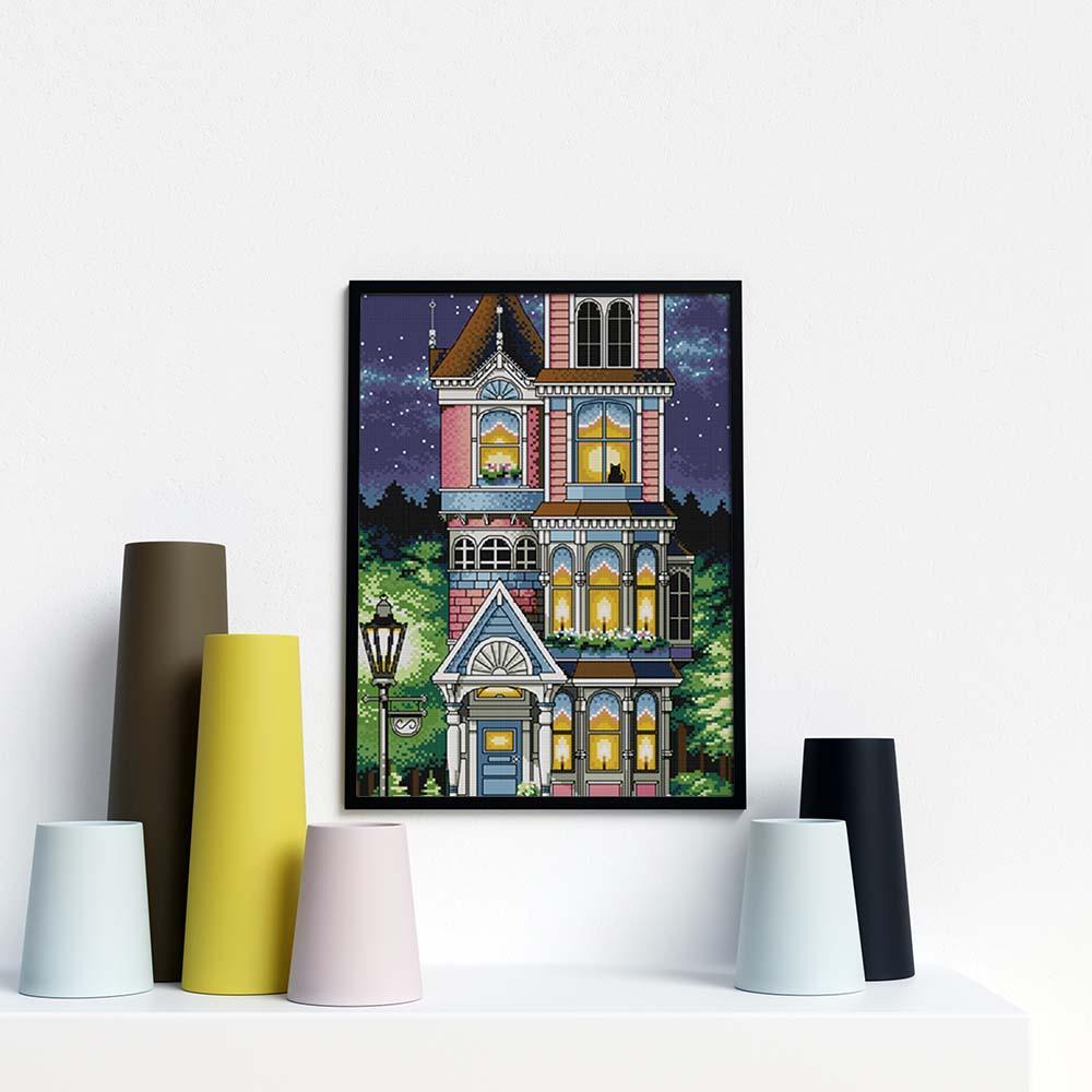 Kreuzstich - Das Märchenhaus | 35x60 cm - Diy - Fadenkunst