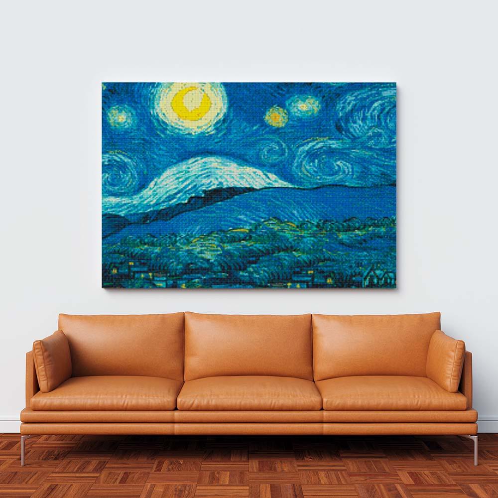 Kreuzstich -  Abstrakte blaue Landschaft | 110x50 - Diy - Fadenkunst