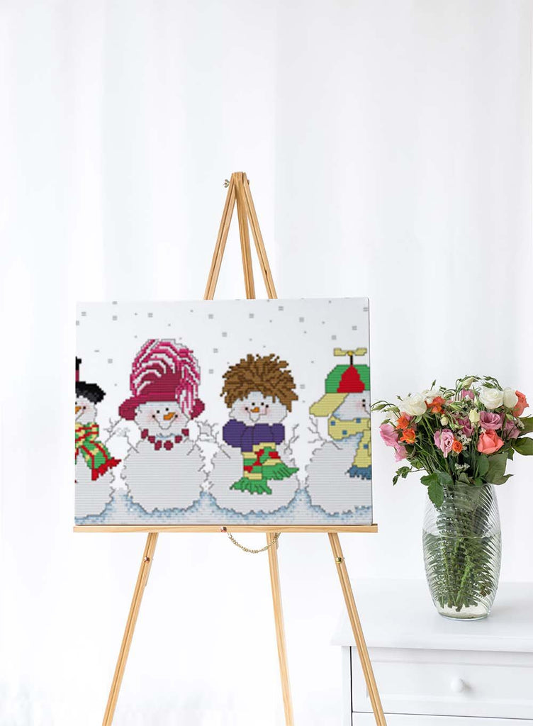 Kreuzstich - Schneemänner mit Klamotten | 80x30 cm - Diy - Fadenkunst
