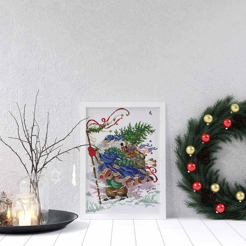 Kreuzstich - Christkind mit Geschenken | 50x60 cm - Diy - Fadenkunst